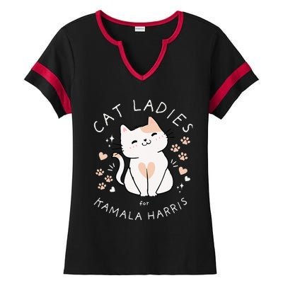 Cat Ladies For Kamala Harris Ladies Halftime Notch Neck Tee