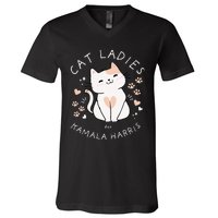 Cat Ladies For Kamala Harris V-Neck T-Shirt