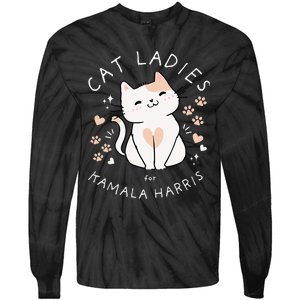 Cat Ladies For Kamala Harris Tie-Dye Long Sleeve Shirt