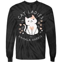 Cat Ladies For Kamala Harris Tie-Dye Long Sleeve Shirt