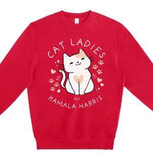 Cat Ladies For Kamala Harris Premium Crewneck Sweatshirt