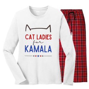 Cat Ladies For Kamala Cat Lady For Women Feminist Women's Long Sleeve Flannel Pajama Set 