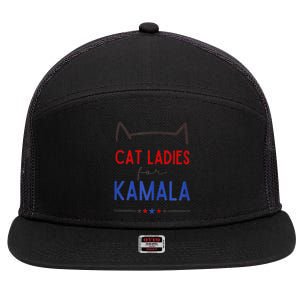 Cat Ladies For Kamala Cat Lady For Women Feminist 7 Panel Mesh Trucker Snapback Hat