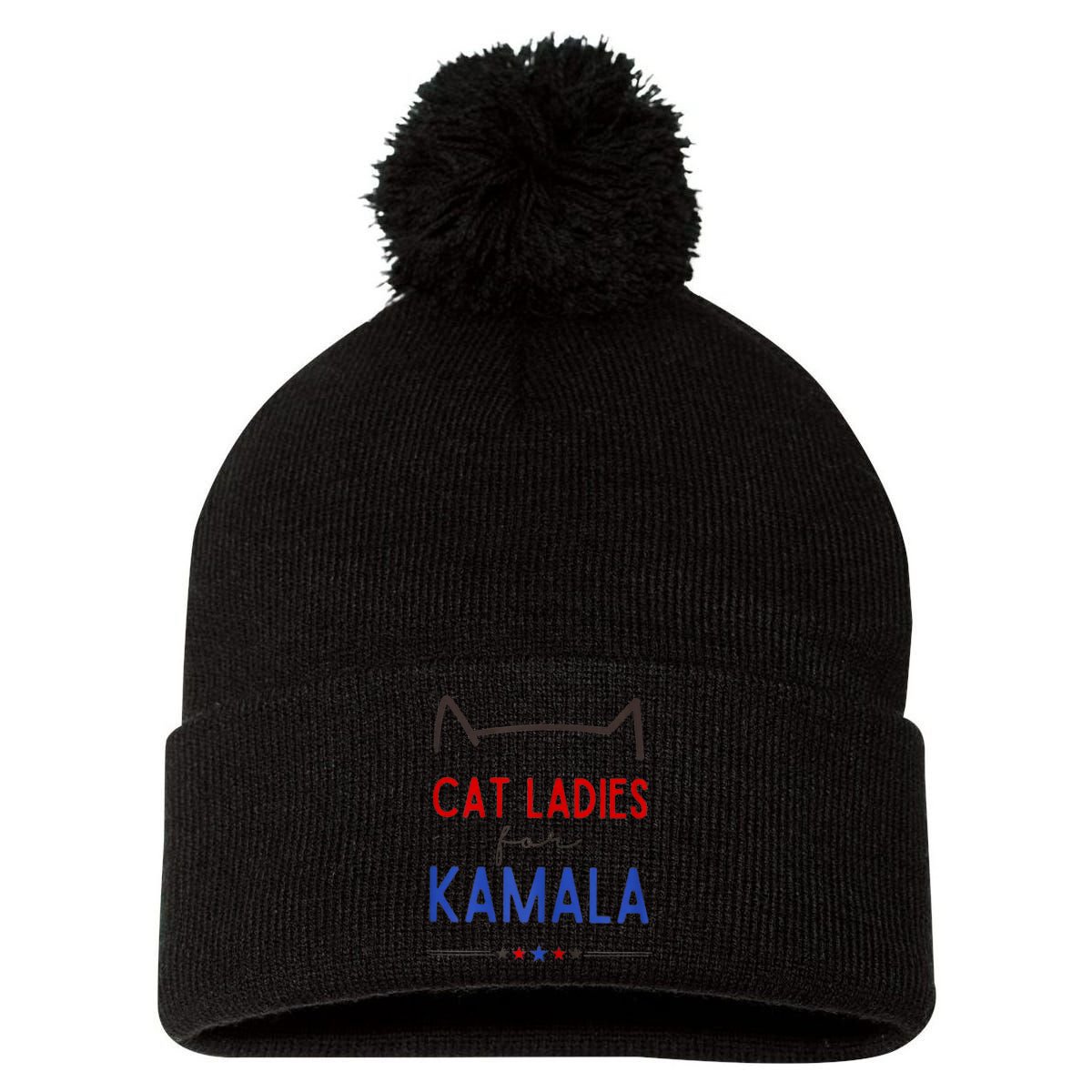 Cat Ladies For Kamala Cat Lady For Women Feminist Pom Pom 12in Knit Beanie