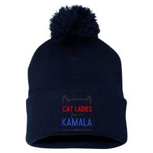 Cat Ladies For Kamala Cat Lady For Women Feminist Pom Pom 12in Knit Beanie