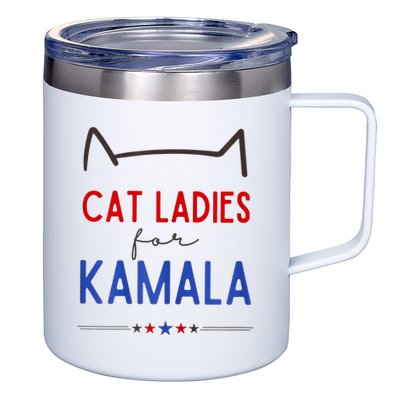 Cat Ladies For Kamala Cat Lady For Women Feminist 12oz Stainless Steel Coffee Mug