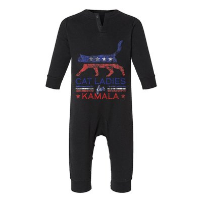 Cat Ladies For Kamala Funny Democrat Cat For Cat Lady Infant Fleece One Piece