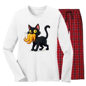 Cat Ladies For Kamala Harris Donald Trump 2024 Sarcastic Women's Long Sleeve Flannel Pajama Set 