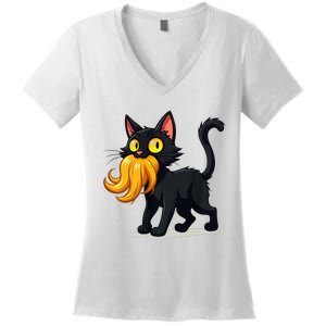 Cat Ladies For Kamala Harris Donald Trump 2024 Sarcastic Women's V-Neck T-Shirt