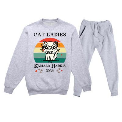 Cat Ladies For Kamala Harris Premium Crewneck Sweatsuit Set