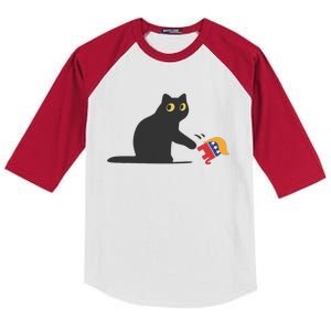 Cat Ladies For Kamala Harris Donald Trump 2024 Sarcastic Kids Colorblock Raglan Jersey