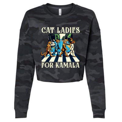 Cat Ladies For Kamala Childless Cat Ladies Not Going Street Cropped Pullover Crew