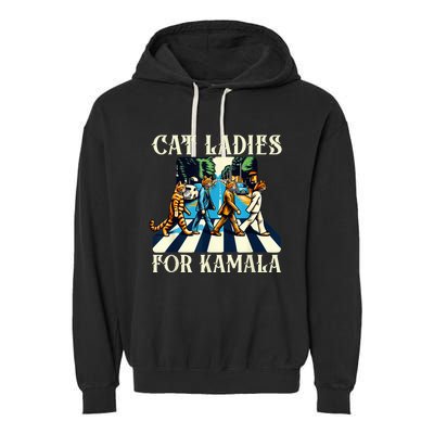 Cat Ladies For Kamala Childless Cat Ladies Not Going Street Garment-Dyed Fleece Hoodie