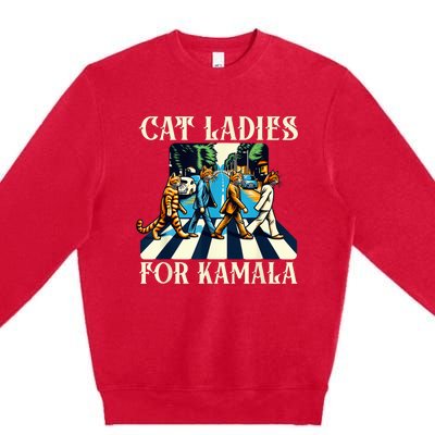 Cat Ladies For Kamala Childless Cat Ladies Not Going Street Premium Crewneck Sweatshirt