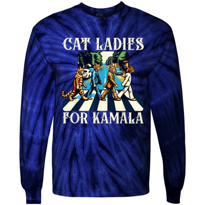 Cat Ladies For Kamala Childless Cat Ladies Not Going Street Tie-Dye Long Sleeve Shirt