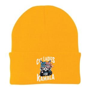 Cat Ladies For Kamala 2024 President Kamalaharris Gift Knit Cap Winter Beanie