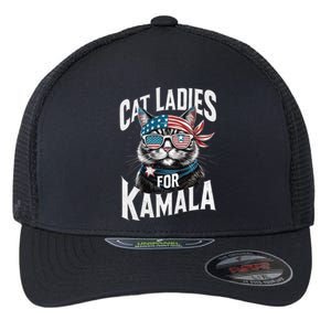 Cat Ladies For Kamala 2024 President Kamalaharris Gift Flexfit Unipanel Trucker Cap