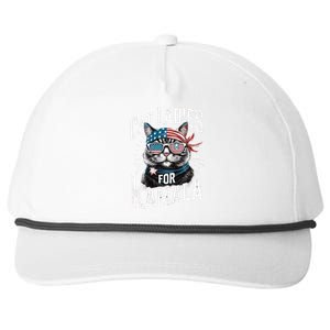 Cat Ladies For Kamala 2024 President Kamalaharris Gift Snapback Five-Panel Rope Hat