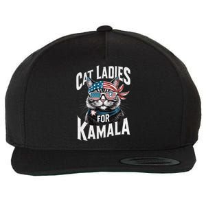 Cat Ladies For Kamala 2024 President Kamalaharris Gift Wool Snapback Cap