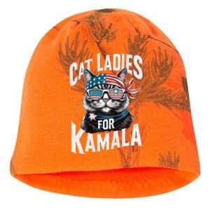 Cat Ladies For Kamala 2024 President Kamalaharris Gift Kati - Camo Knit Beanie