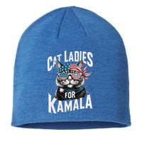 Cat Ladies For Kamala 2024 President Kamalaharris Gift Sustainable Beanie