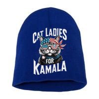 Cat Ladies For Kamala 2024 President Kamalaharris Gift Short Acrylic Beanie