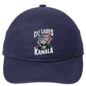 Cat Ladies For Kamala 2024 President Kamalaharris Gift 7-Panel Snapback Hat