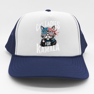 Cat Ladies For Kamala 2024 President Kamalaharris Gift Trucker Hat