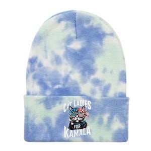 Cat Ladies For Kamala 2024 President Kamalaharris Gift Tie Dye 12in Knit Beanie