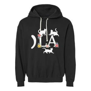 Comma La Floral Kamala Harris President 2024 Coma La Cats Garment-Dyed Fleece Hoodie