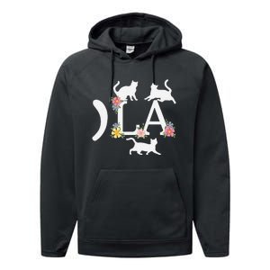 Comma La Floral Kamala Harris President 2024 Coma La Cats Performance Fleece Hoodie