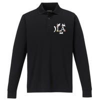 Comma La Floral Kamala Harris President 2024 Coma La Cats Performance Long Sleeve Polo