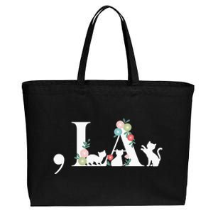 Comma La Floral Kamala Harris President 2024 Coma La Cats Cotton Canvas Jumbo Tote