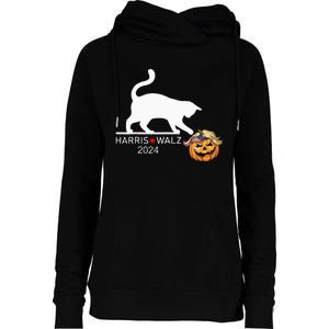 Cat Ladies For Kamala Harris Funny Trump Hair 2024 Womens Funnel Neck Pullover Hood