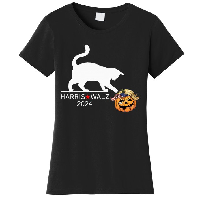 Cat Ladies For Kamala Harris Funny Trump Hair 2024 Women's T-Shirt