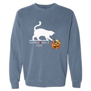 Cat Ladies For Kamala Harris Funny Trump Hair 2024 Garment-Dyed Sweatshirt