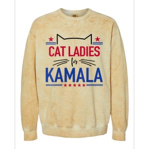 Cat Ladies For Kamala Funny Cat 2024 President Kamala Harris Colorblast Crewneck Sweatshirt