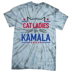 Cat Ladies For Kamala Funny Cat 2024 President Kamala Harris Tie-Dye T-Shirt