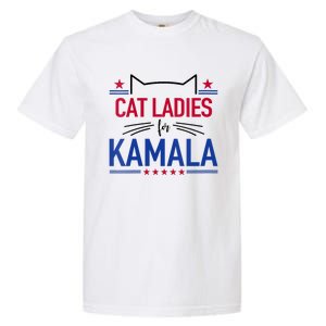 Cat Ladies For Kamala Funny Cat 2024 President Kamala Harris Garment-Dyed Heavyweight T-Shirt