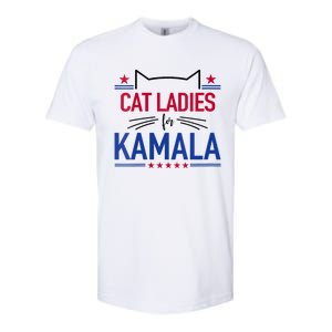 Cat Ladies For Kamala Funny Cat 2024 President Kamala Harris Softstyle CVC T-Shirt