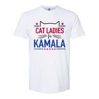 Cat Ladies For Kamala Funny Cat 2024 President Kamala Harris Softstyle CVC T-Shirt