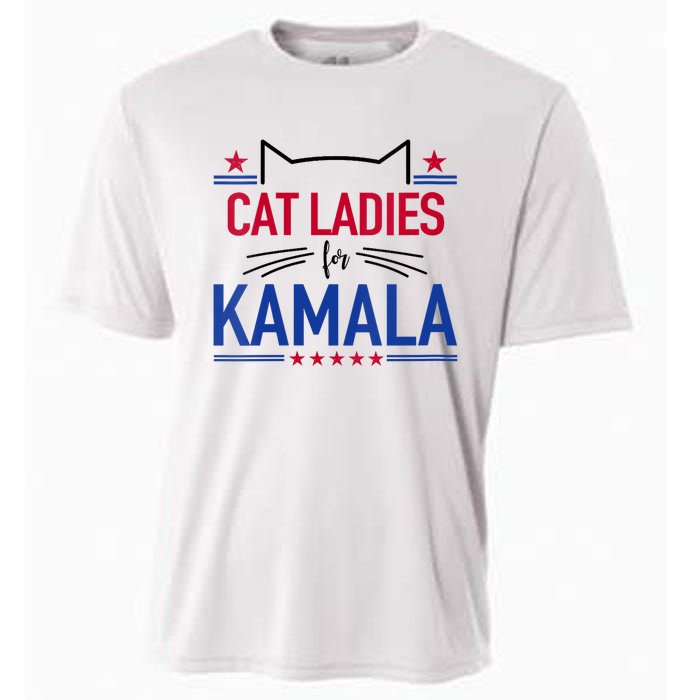 Cat Ladies For Kamala Funny Cat 2024 President Kamala Harris Cooling Performance Crew T-Shirt