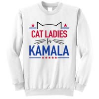 Cat Ladies For Kamala Funny Cat 2024 President Kamala Harris Sweatshirt