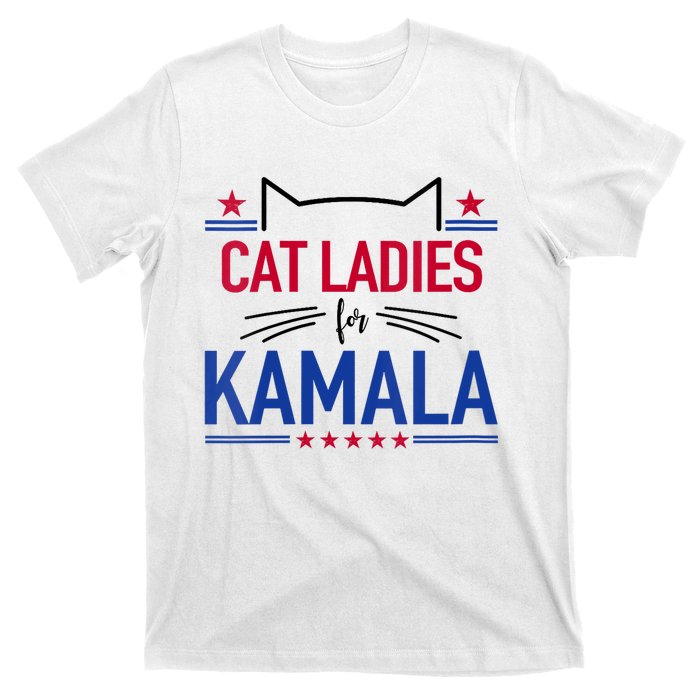 Cat Ladies For Kamala Funny Cat 2024 President Kamala Harris T-Shirt