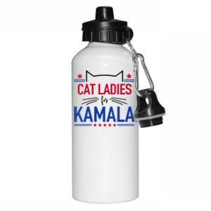 Cat Ladies For Kamala Funny Cat 2024 President Kamala Harris Aluminum Water Bottle