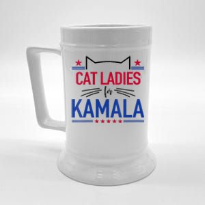 Cat Ladies For Kamala Funny Cat 2024 President Kamala Harris Beer Stein