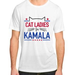 Cat Ladies For Kamala Funny Cat 2024 President Kamala Harris Adult ChromaSoft Performance T-Shirt