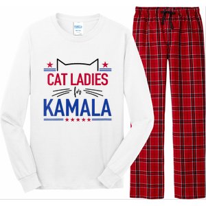 Cat Ladies For Kamala Funny Cat 2024 President Kamala Harris Long Sleeve Pajama Set