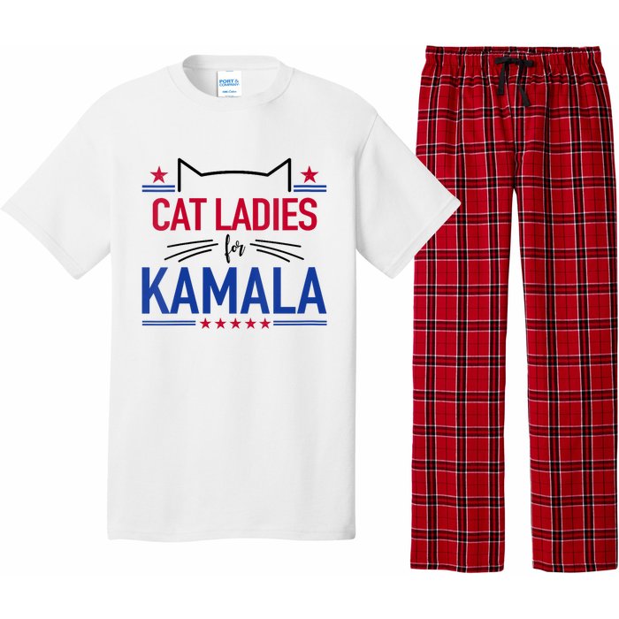 Cat Ladies For Kamala Funny Cat 2024 President Kamala Harris Pajama Set