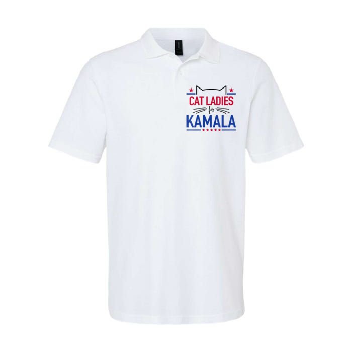 Cat Ladies For Kamala Funny Cat 2024 President Kamala Harris Softstyle Adult Sport Polo